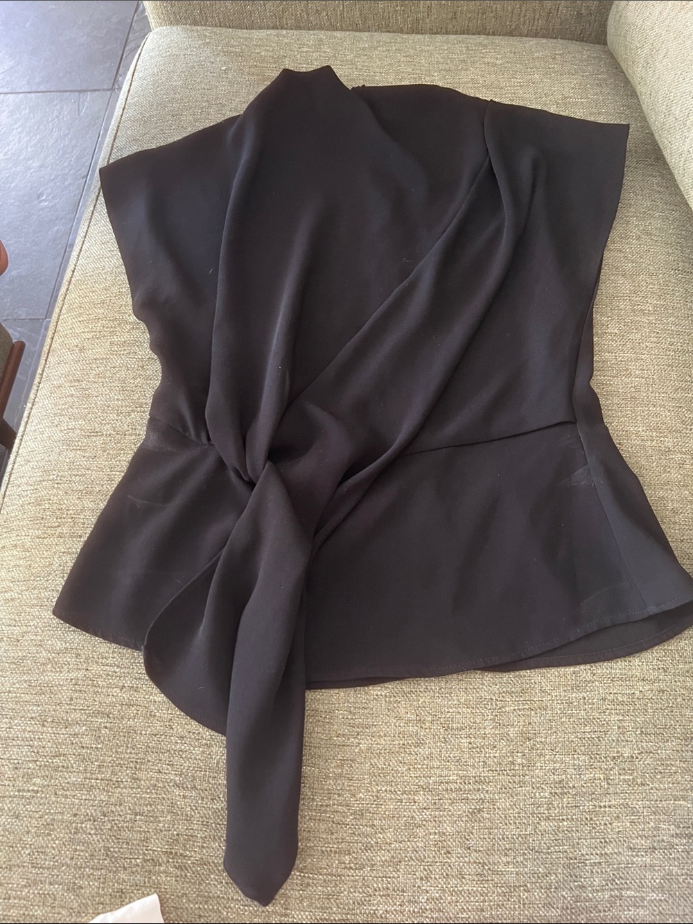 Zara Professional Black Draped Blouse Top